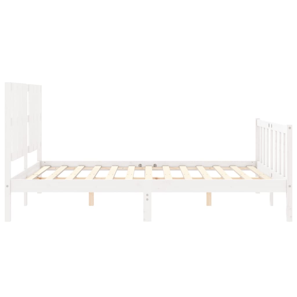 vidaXL Bedframe met hoofdbord massief hout wit