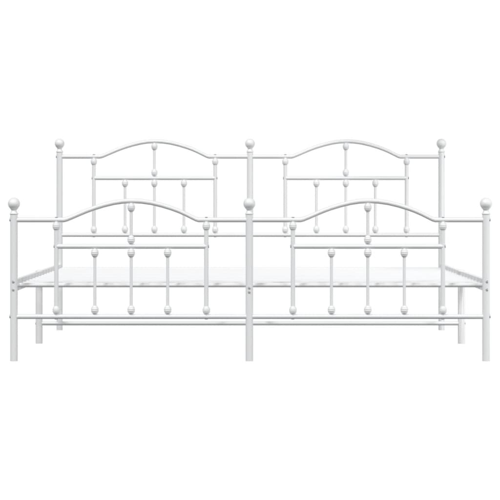 vidaXL Bedframe met hoofd- en voeteneinde metaal wit 200x200 cm