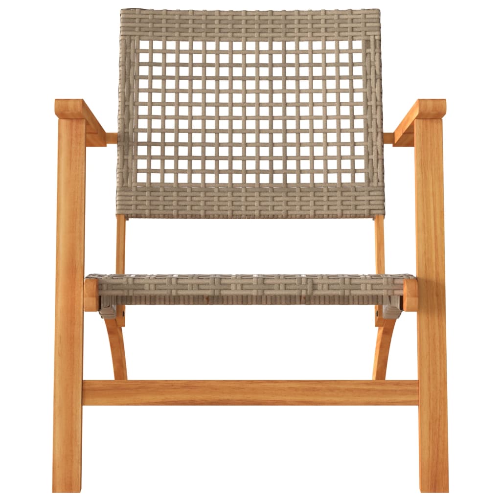 vidaXL Tuinstoelen 2 st poly rattan en acaciahout beige