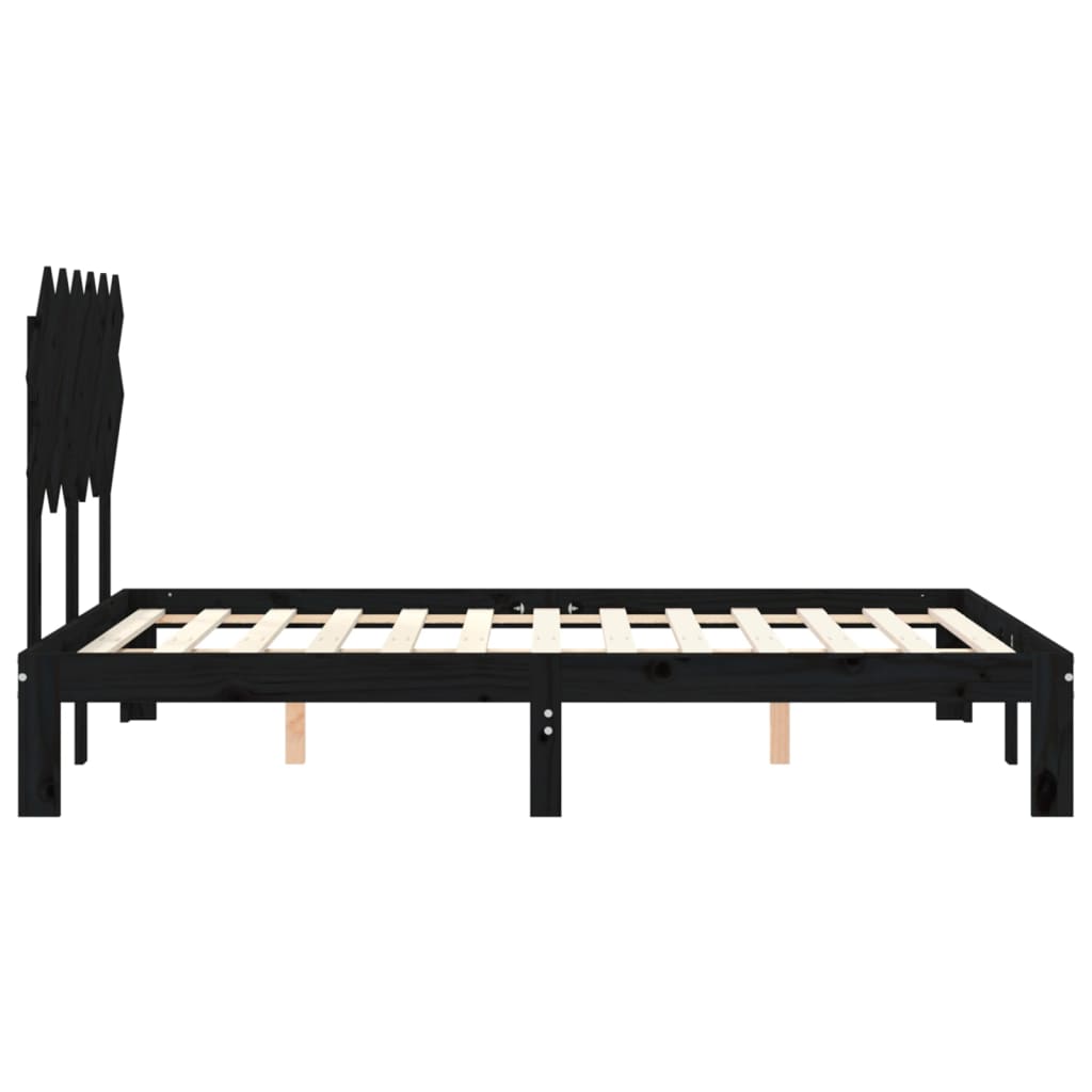 vidaXL Bedframe met hoofdbord massief hout zwart