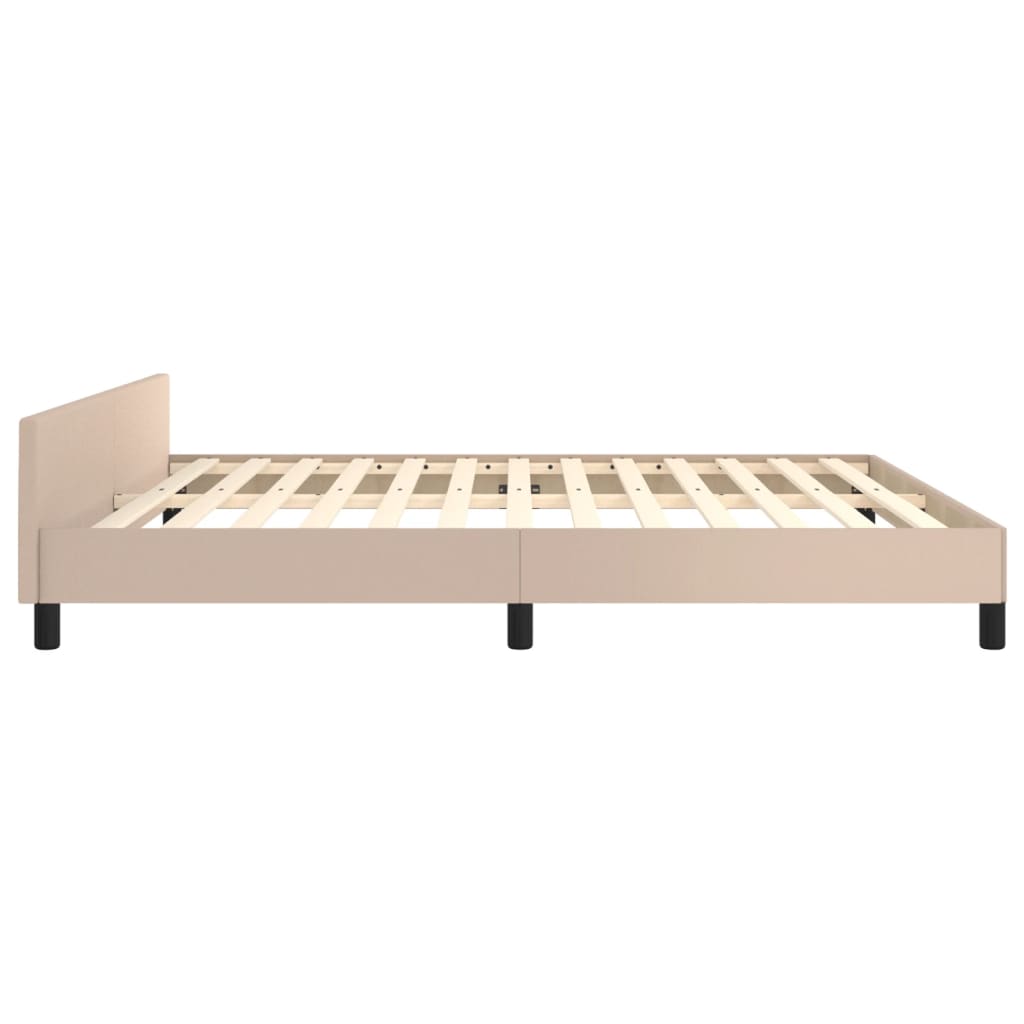 vidaXL Bedframe met hoofdbord kunstleer cappuccinokleurig 180x200 cm