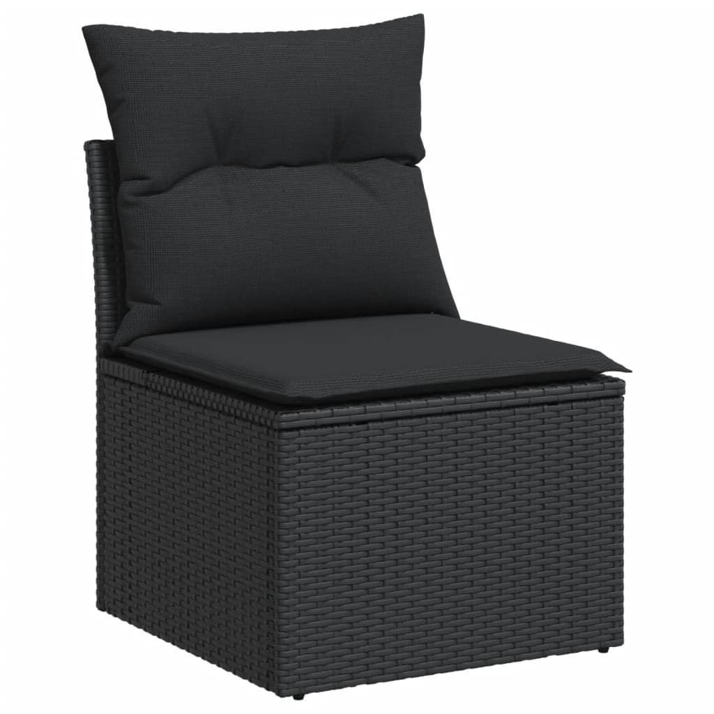 vidaXL 14-delige Loungeset met kussens poly rattan zwart