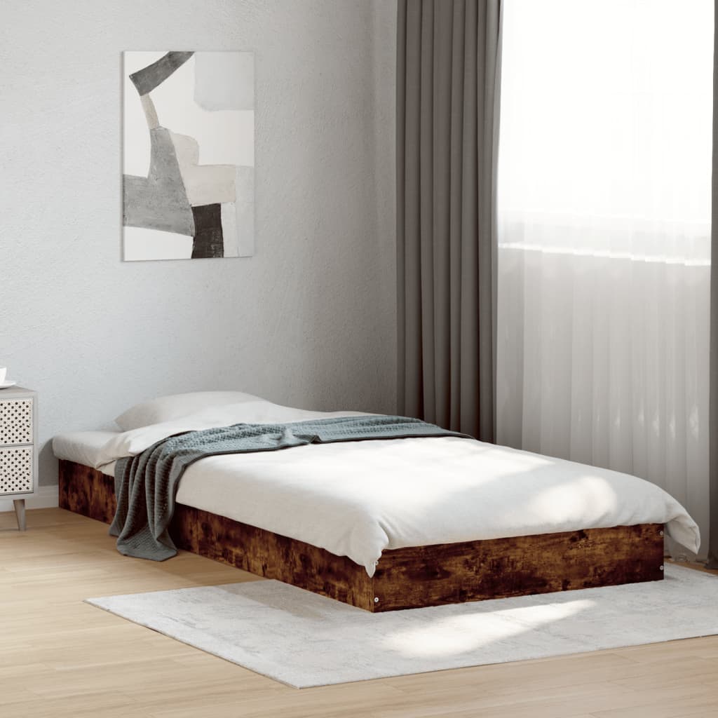 vidaXL Bedframe zonder matras hout gerookt eikenkleurig 75x190 cm