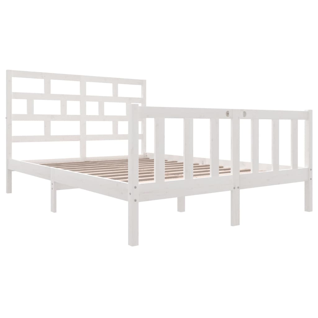 vidaXL Bedframe massief grenenhout wit 140x200 cm