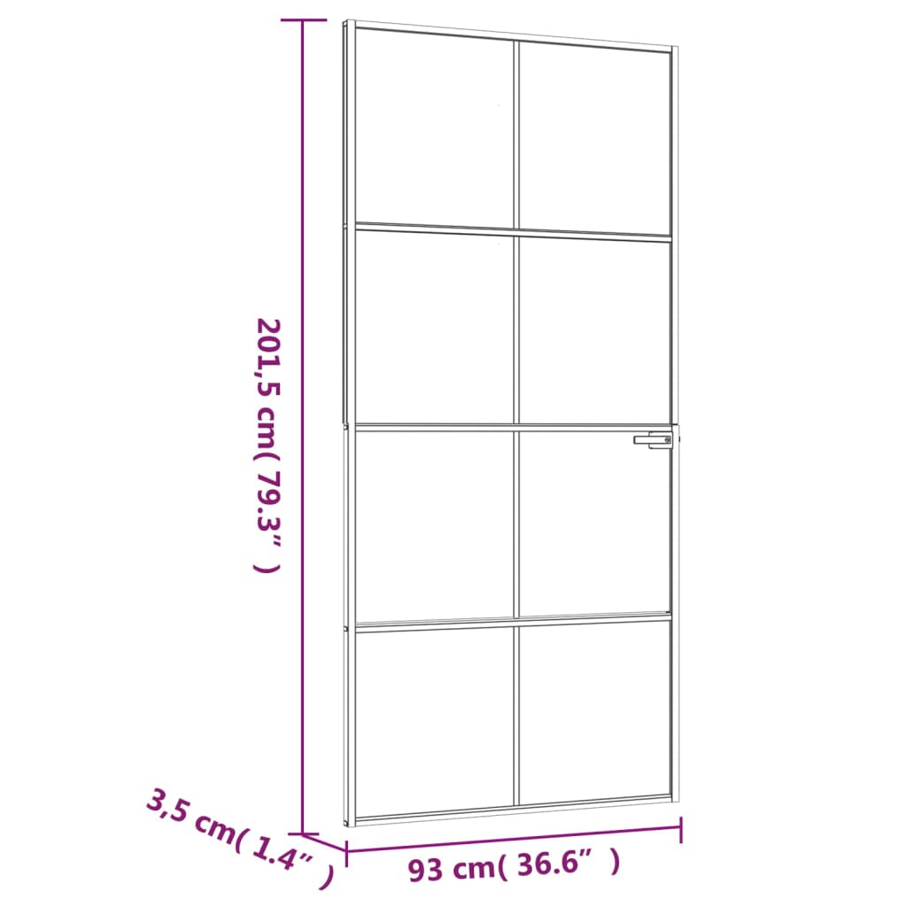 vidaXL Binnendeur 93x201,5 cm gehard glas en aluminium smal wit