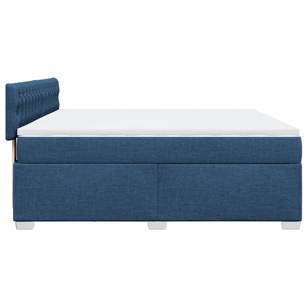 vidaXL Boxspring met matras stof blauw 180x200 cm