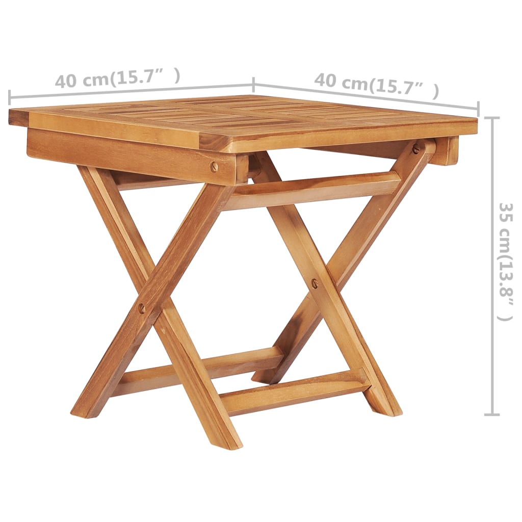 vidaXL Ligbed met tafel en kussen massief teakhout