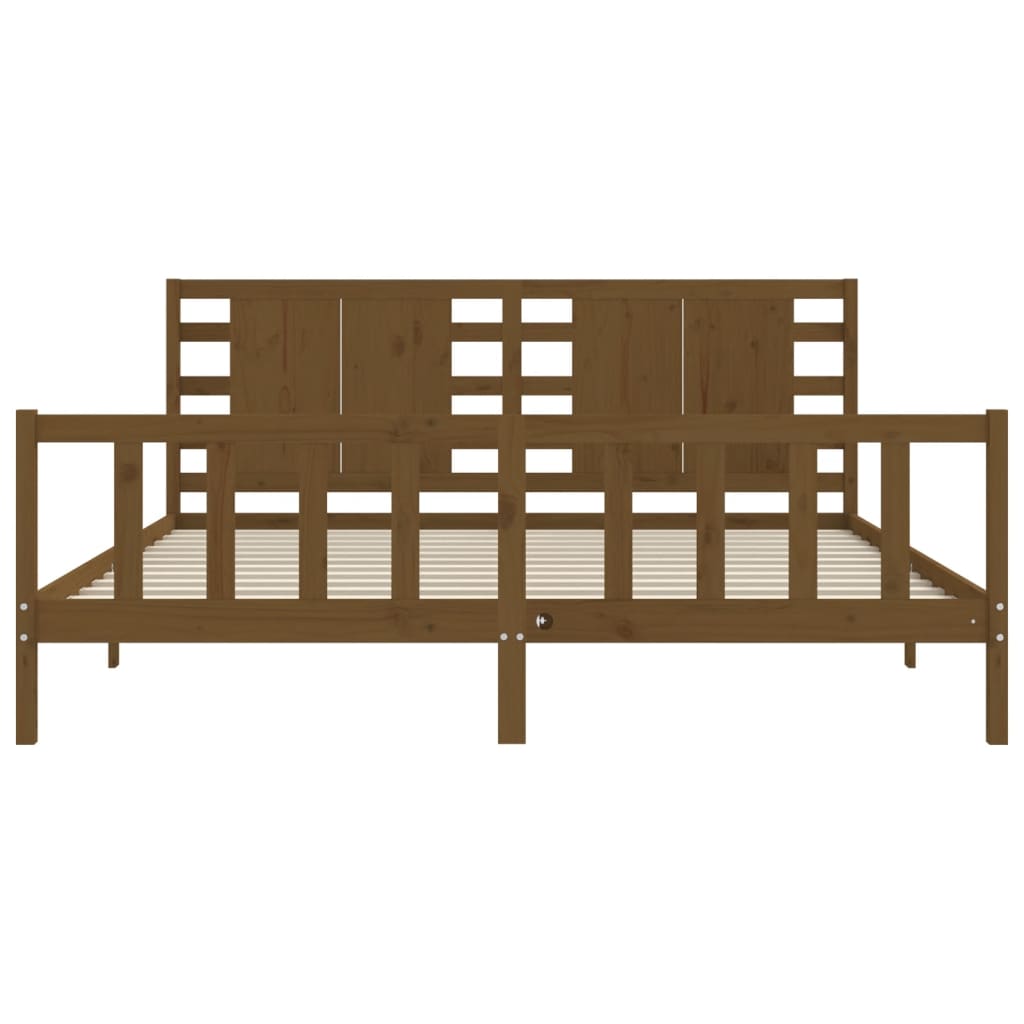 vidaXL Bedframe met hoofdbord massief hout honingbruin 200x200 cm