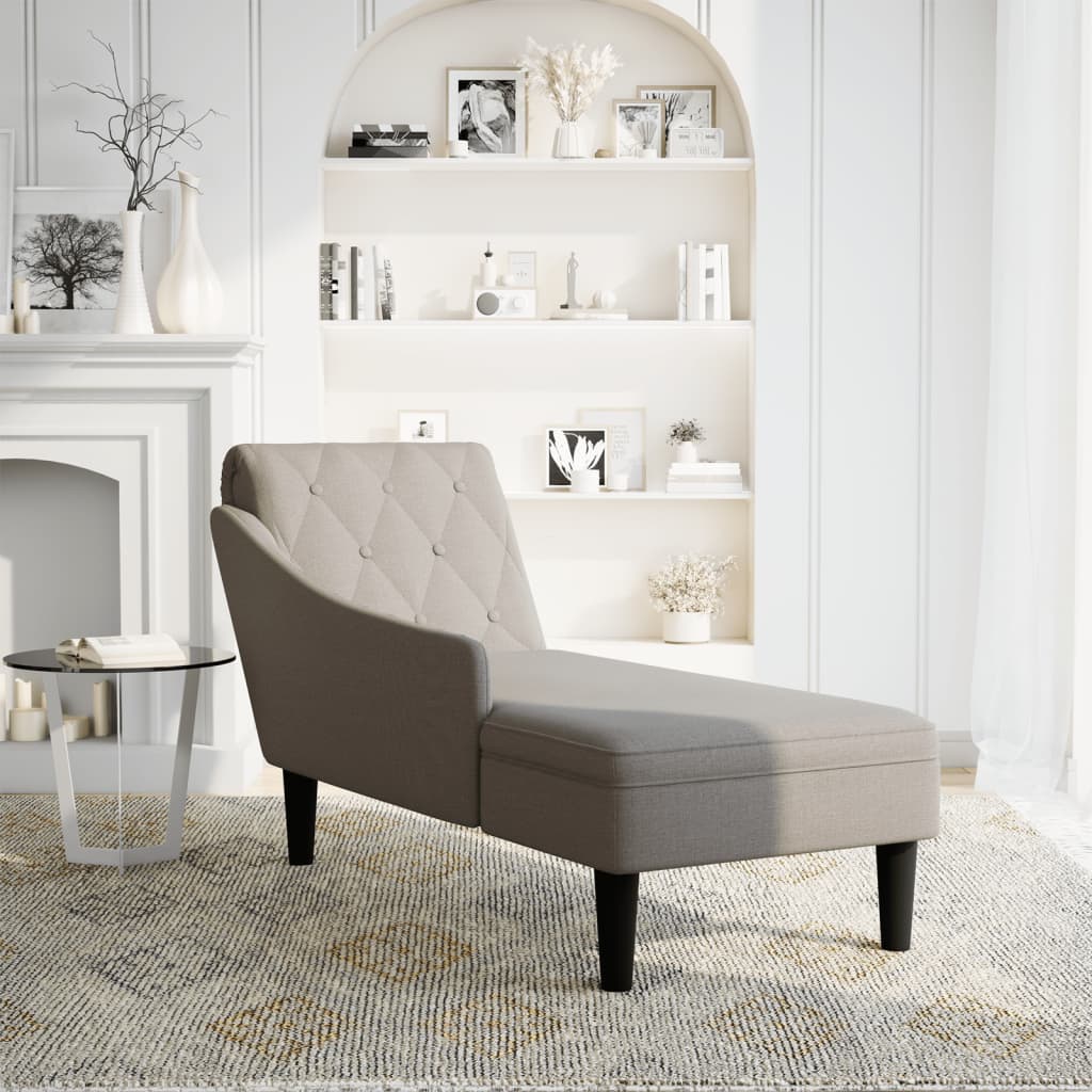 vidaXL Chaise longue met kussen en rechterarmleuning stof taupe