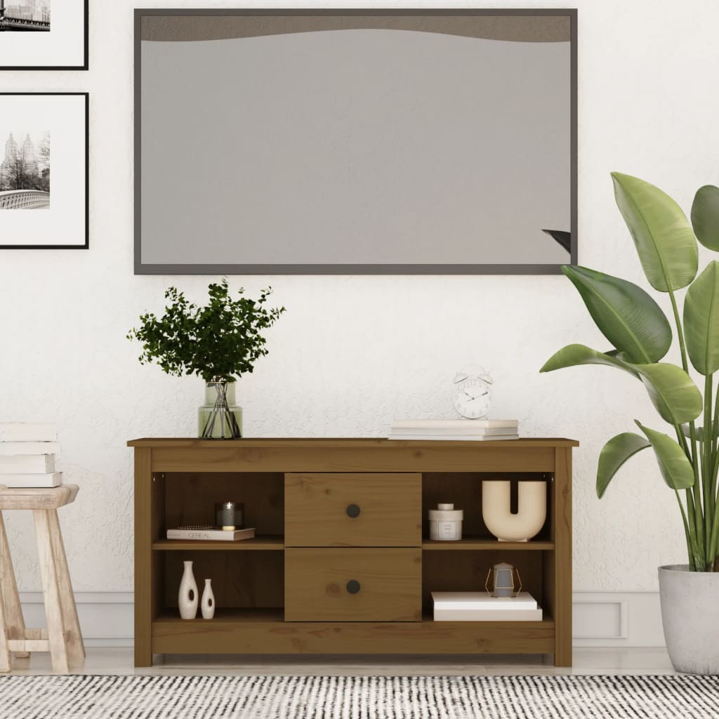 vidaXL Tv-meubel 103x36,5x52 cm massief grenenhout honingbruin