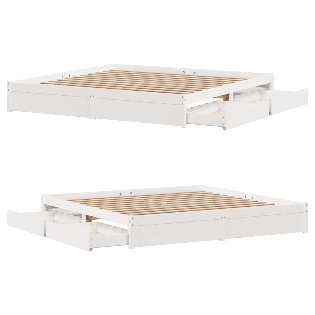 vidaXL Bedframe zonder matras massief grenenhout wit 180x200 cm