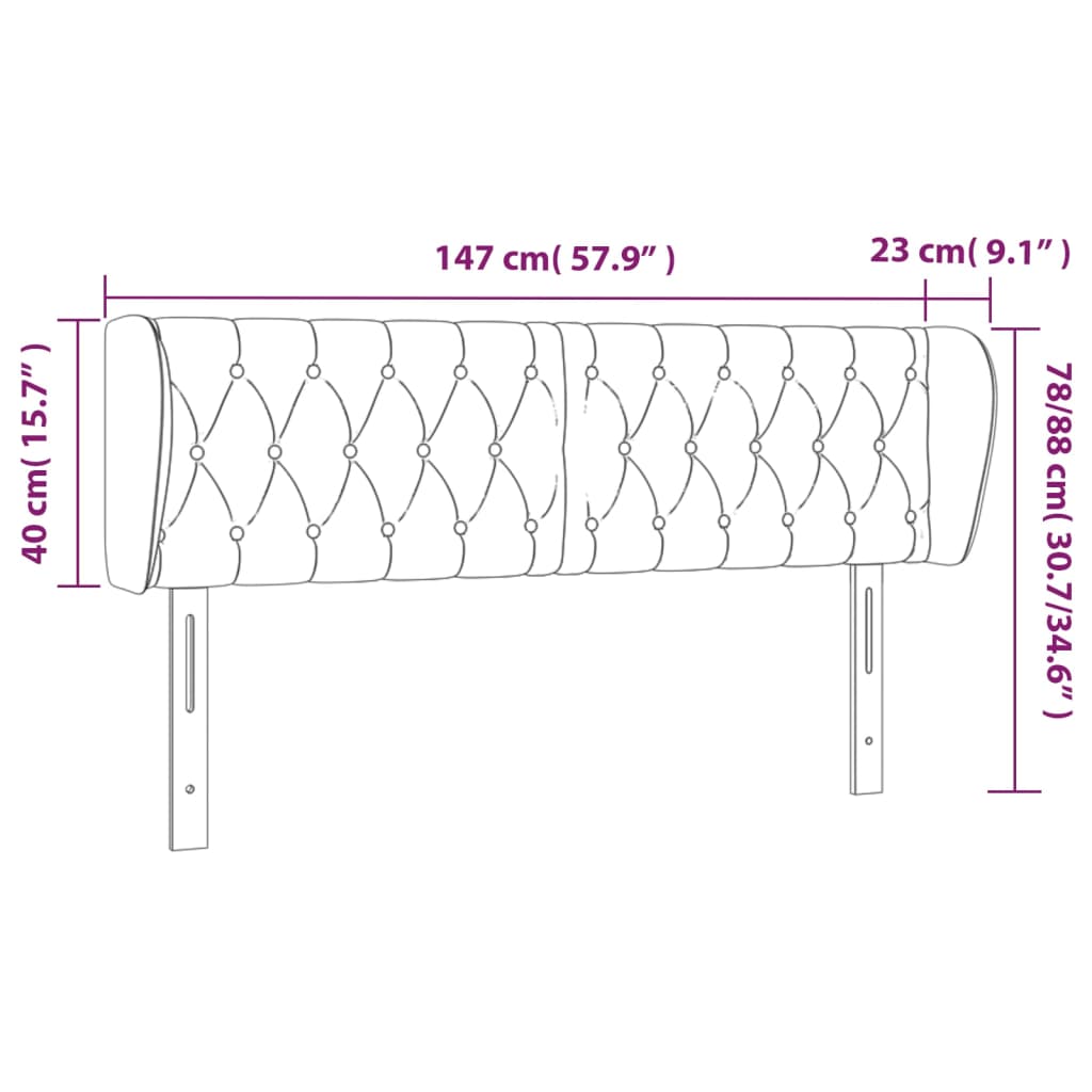 vidaXL Hoofdbord met randen 147x23x78/88 cm stof blauw