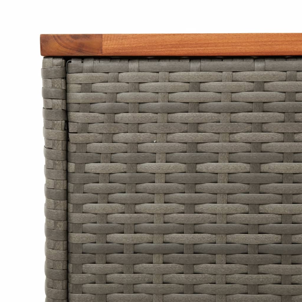 vidaXL Tuinbijzettafels 2 st 55x34x37 cm poly rattan en hout grijs