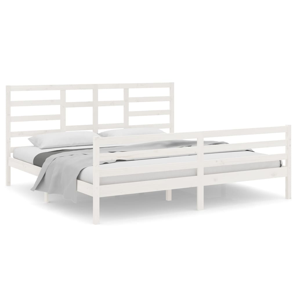 vidaXL Bedframe massief hout wit 200x200 cm