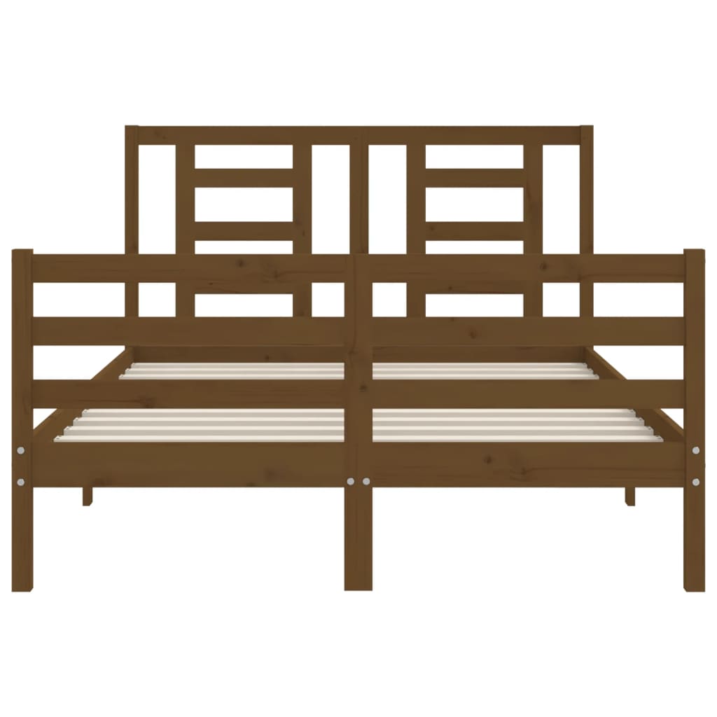 vidaXL Bedframe met hoofdbord massief hout honingbruin 140x200 cm