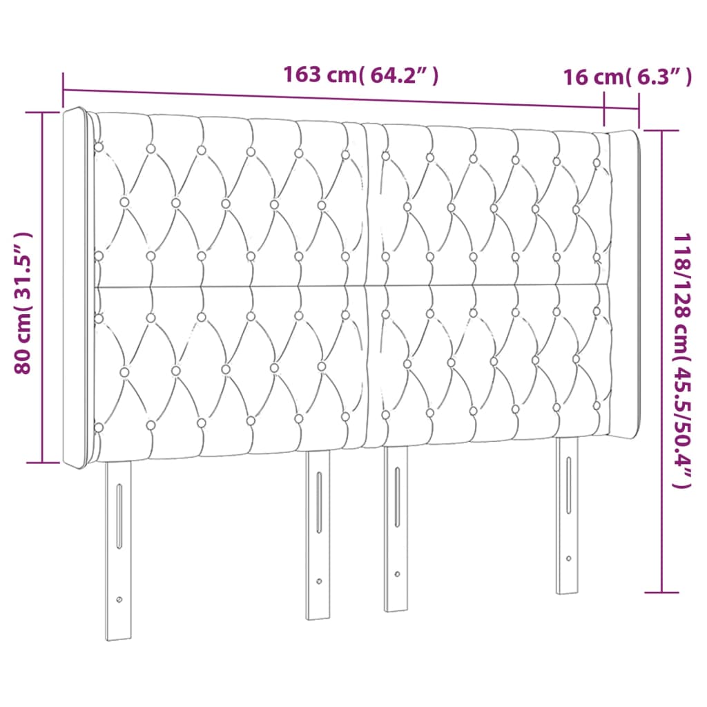 vidaXL Hoofdbord LED 163x16x118/128 cm stof taupe