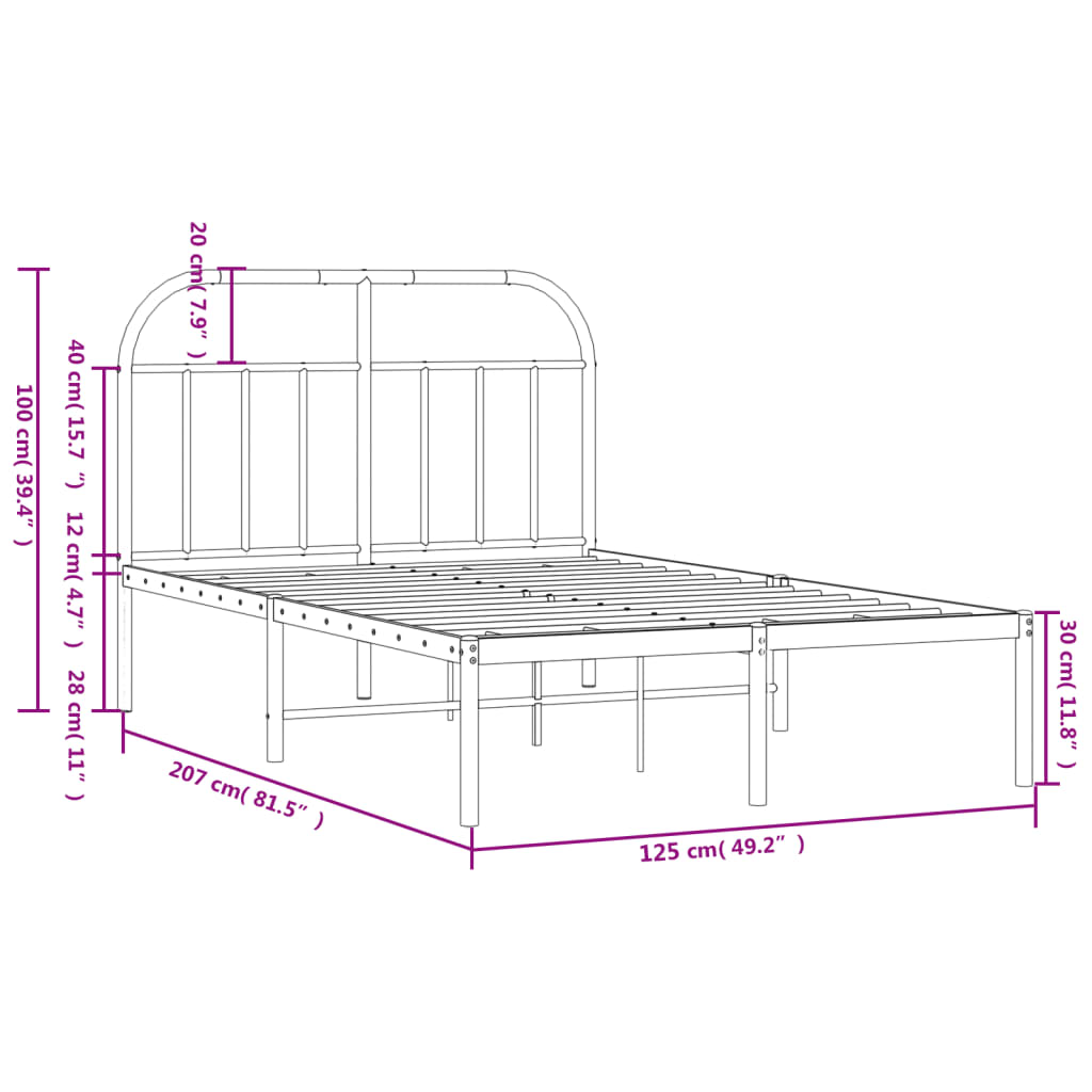 vidaXL Bedframe met hoofdbord metaal wit 120x200 cm