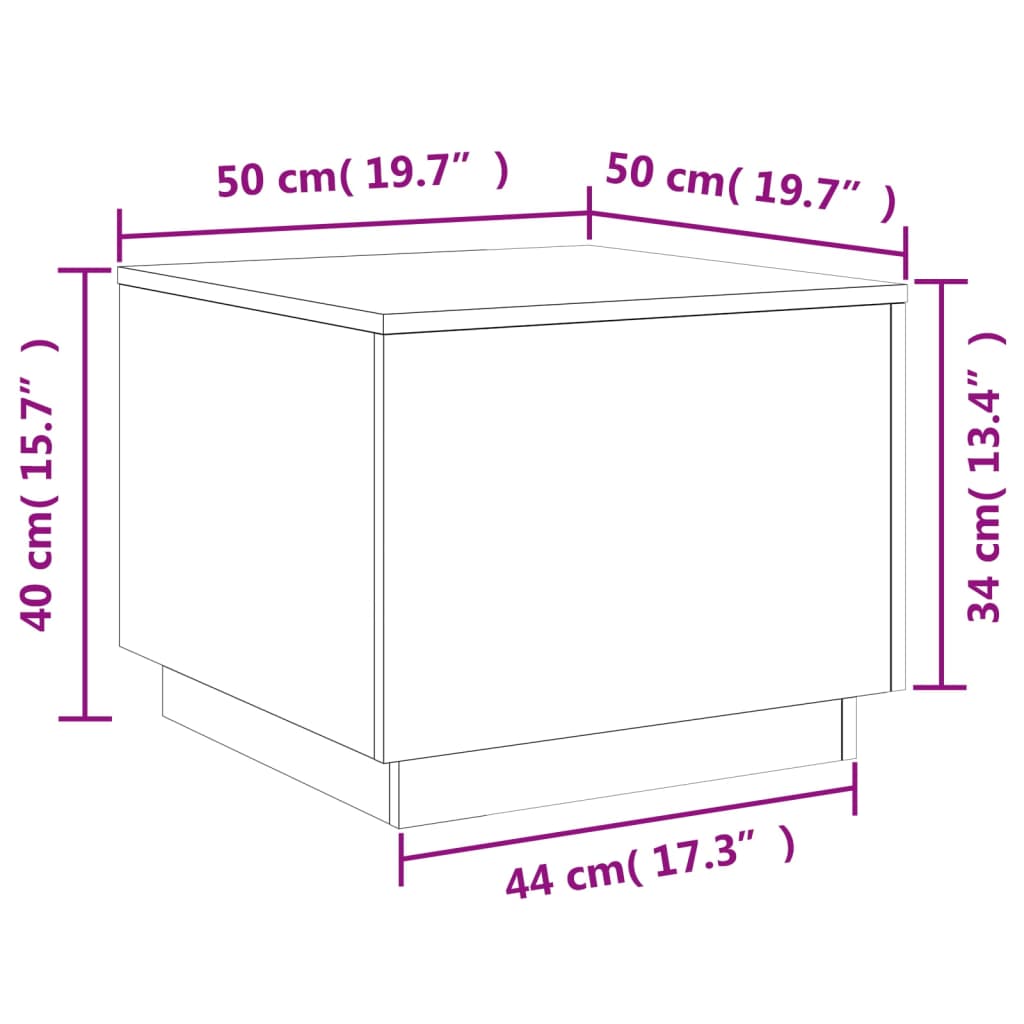 vidaXL Salontafel met LED-verlichting 50x50x40 cm bruin eikenkleur