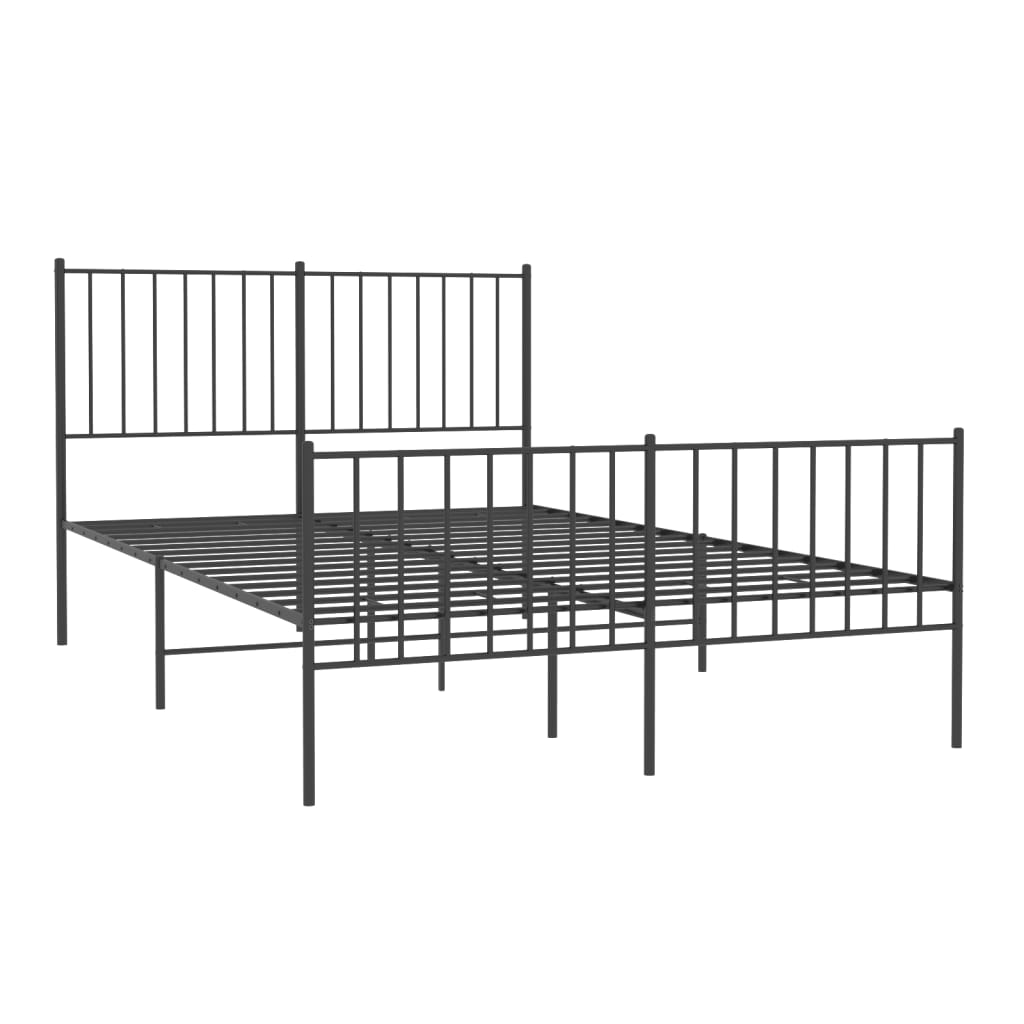 vidaXL Bedframe met hoofd- en voeteneinde metaal zwart 120x190 cm