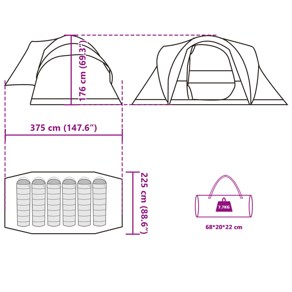 vidaXL Koepeltent 6-persoons waterdicht blauw