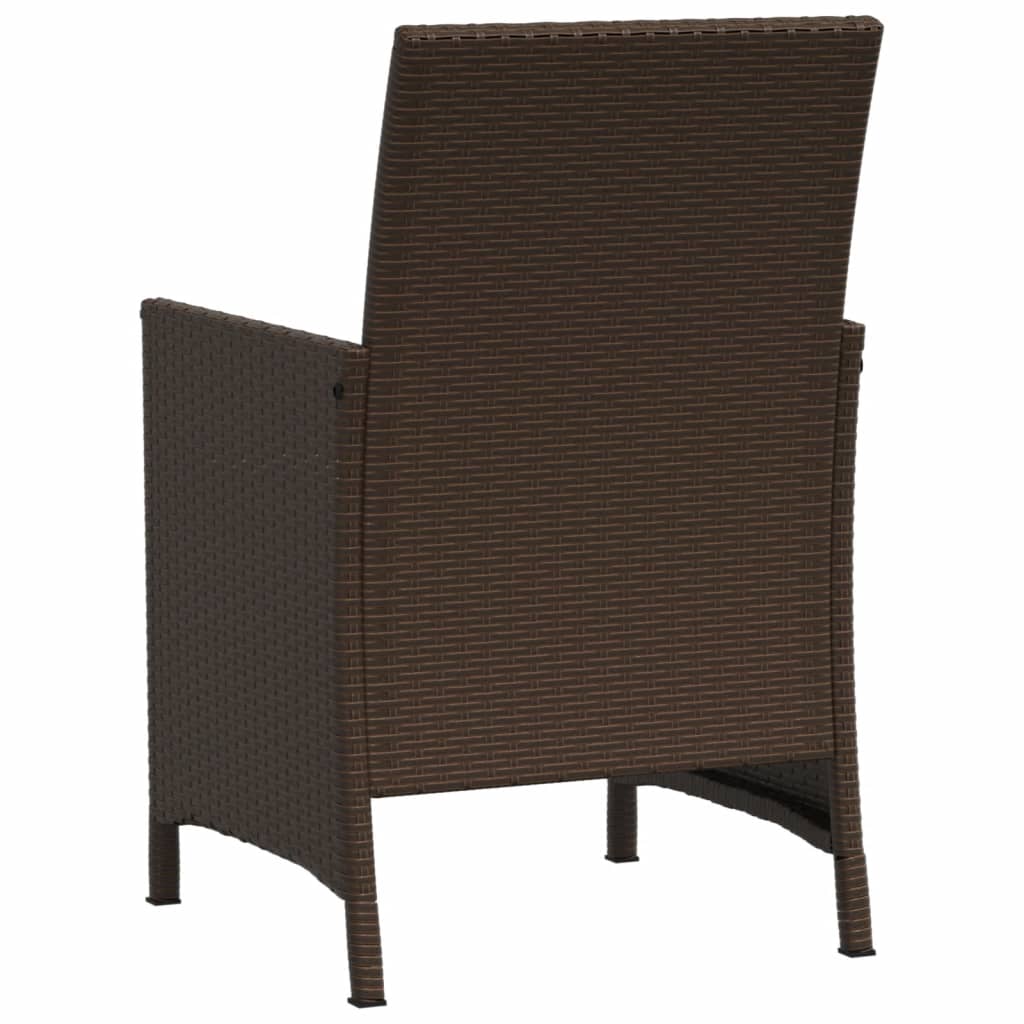 vidaXL 3-delige Bistroset met kussens poly rattan bruin