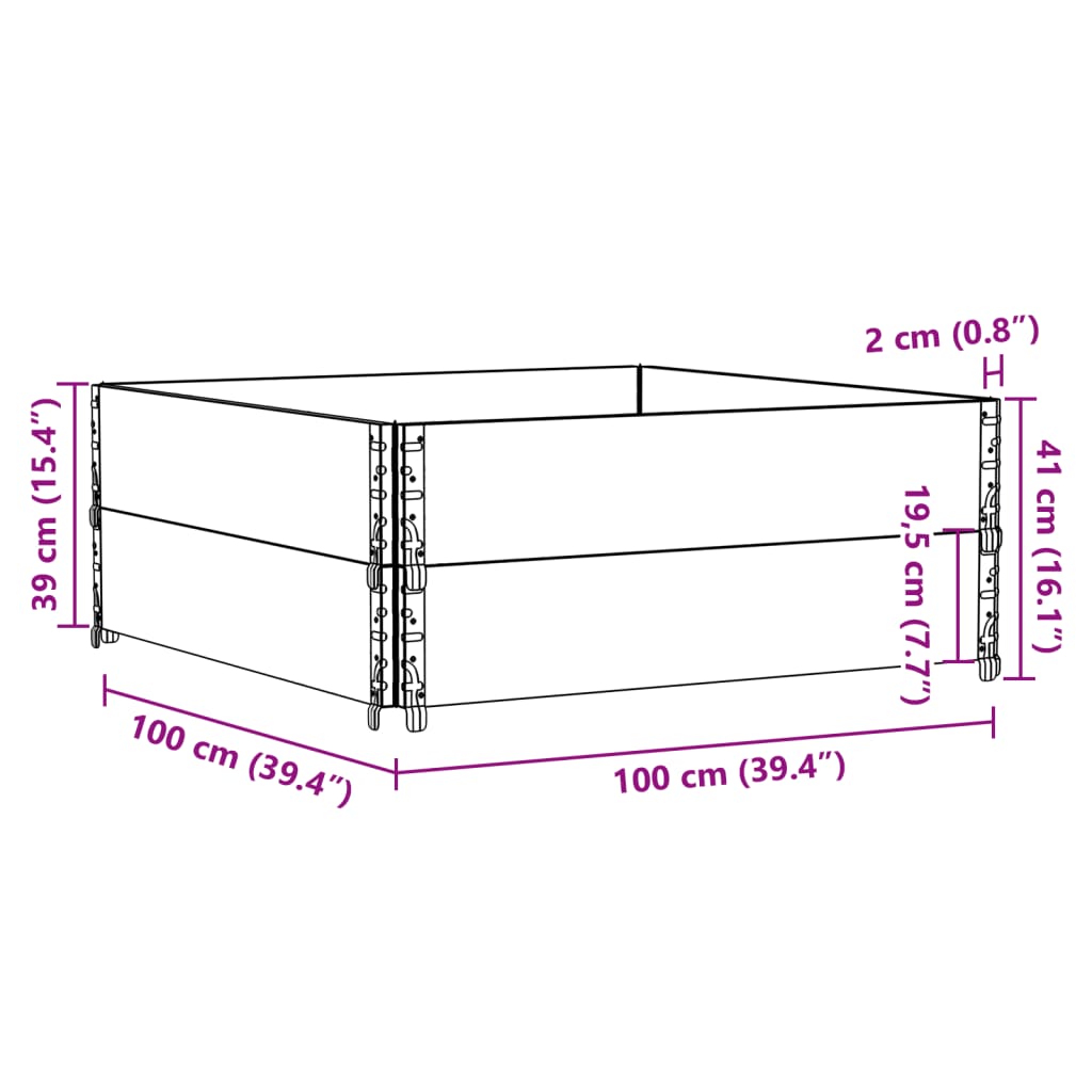 vidaXL Palletopzetranden 2 st 100x100 cm massief grenenhout zwart