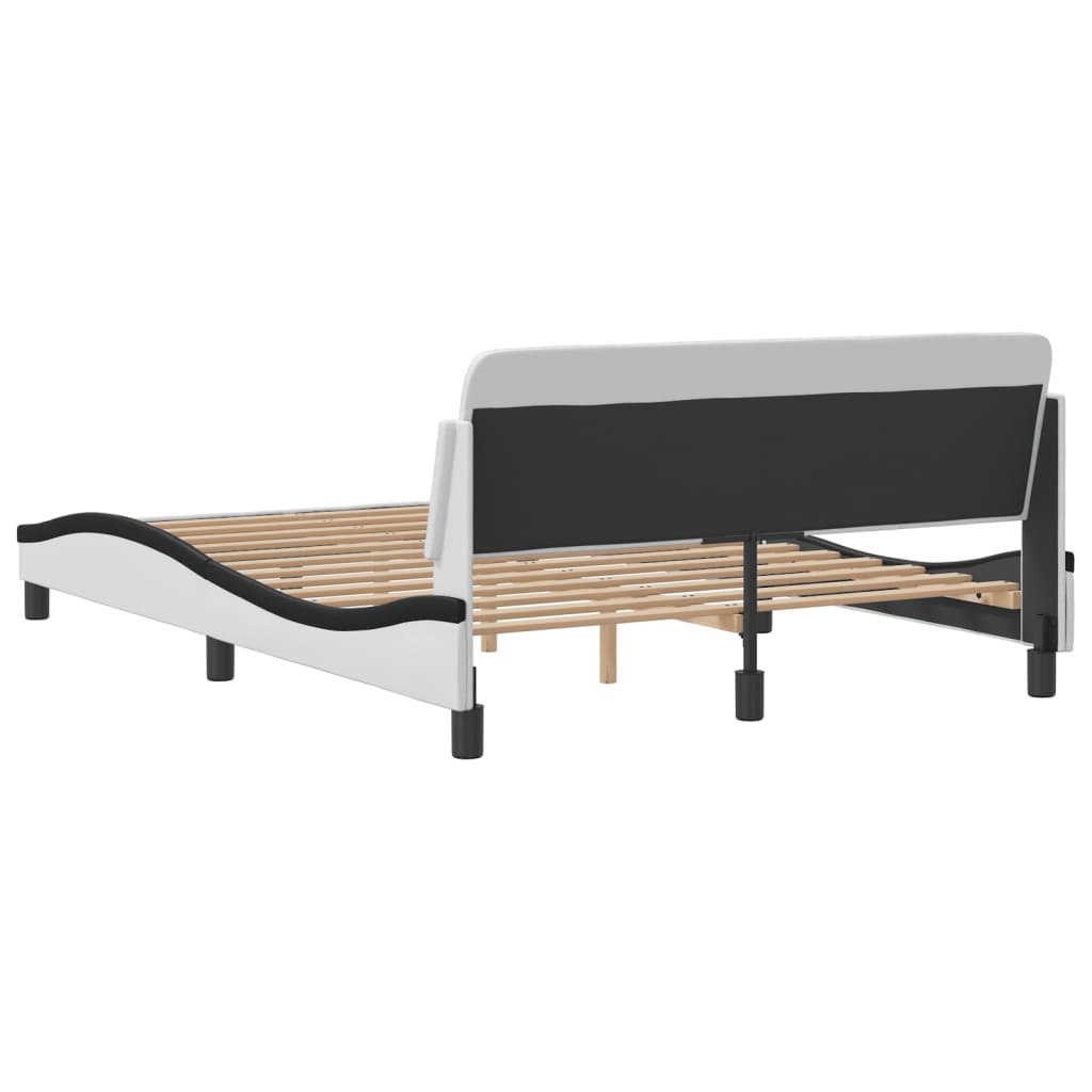 vidaXL Bedframe met hoofdbord kunstleer zwart en wit 120x200 cm