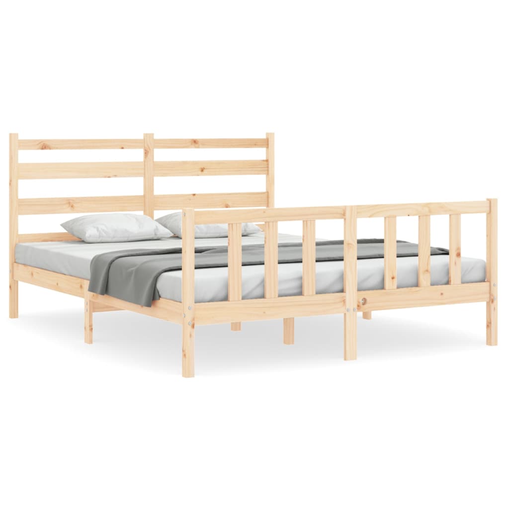 vidaXL Bedframe met hoofdbord massief hout