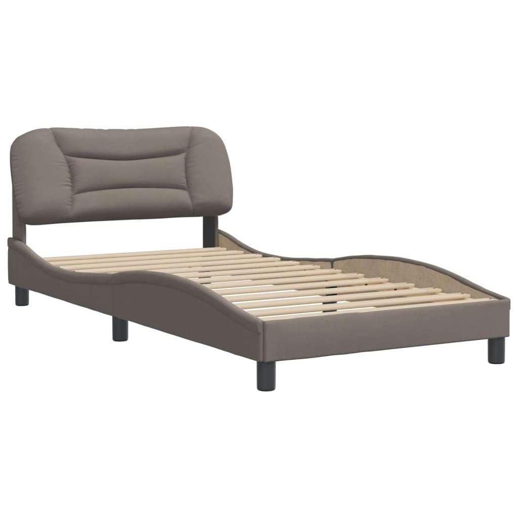 vidaXL Bedframe met hoofdbord stof taupe 100x200 cm