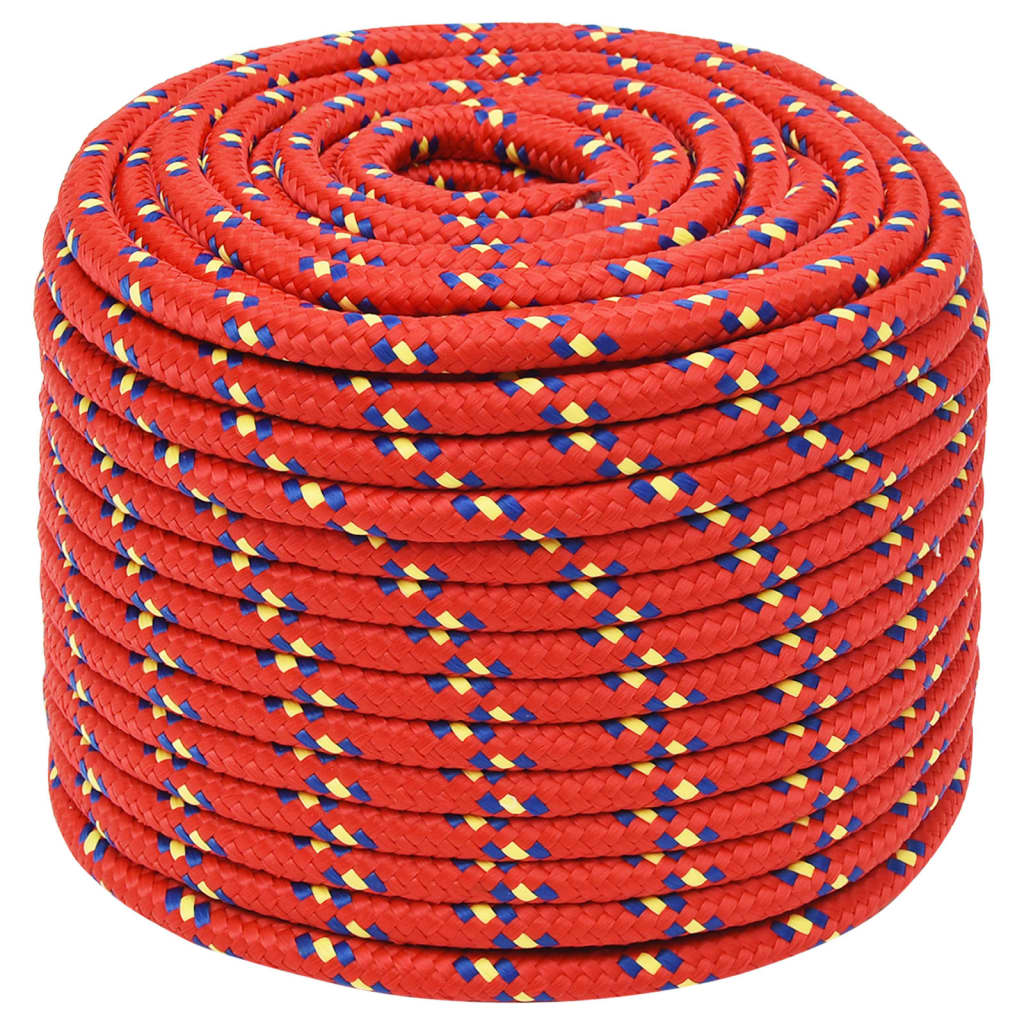 vidaXL Boottouw 12 mm 100 m polypropyleen rood