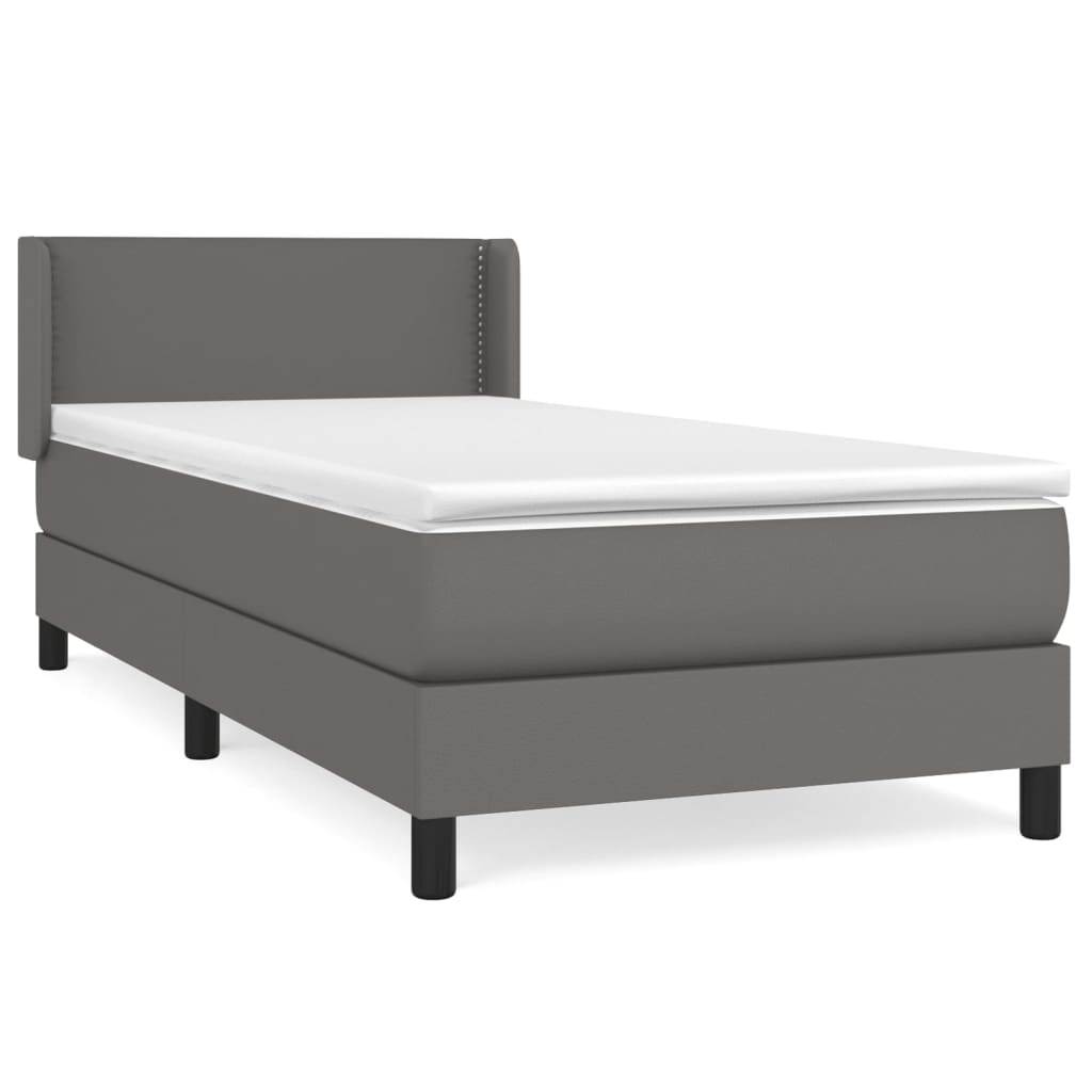 vidaXL Boxspring met matras kunstleer grijs 80x200 cm