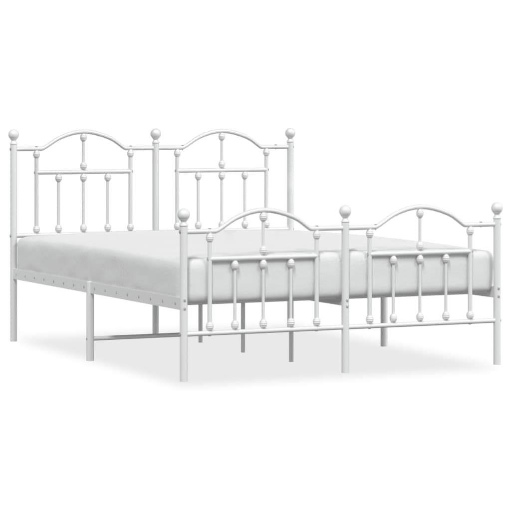 vidaXL Bedframe met hoofd- en voeteneinde metaal wit 140x200 cm