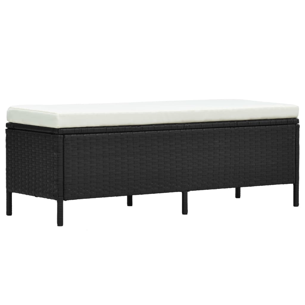 vidaXL 3-delige Loungeset met kussens poly rattan zwart