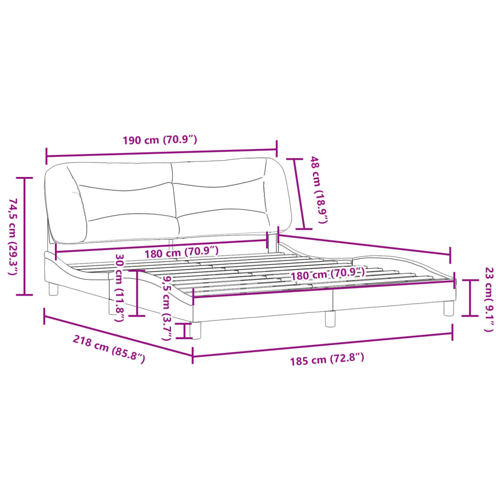 vidaXL Bedframe zonder matras stof blauw 180x200 cm