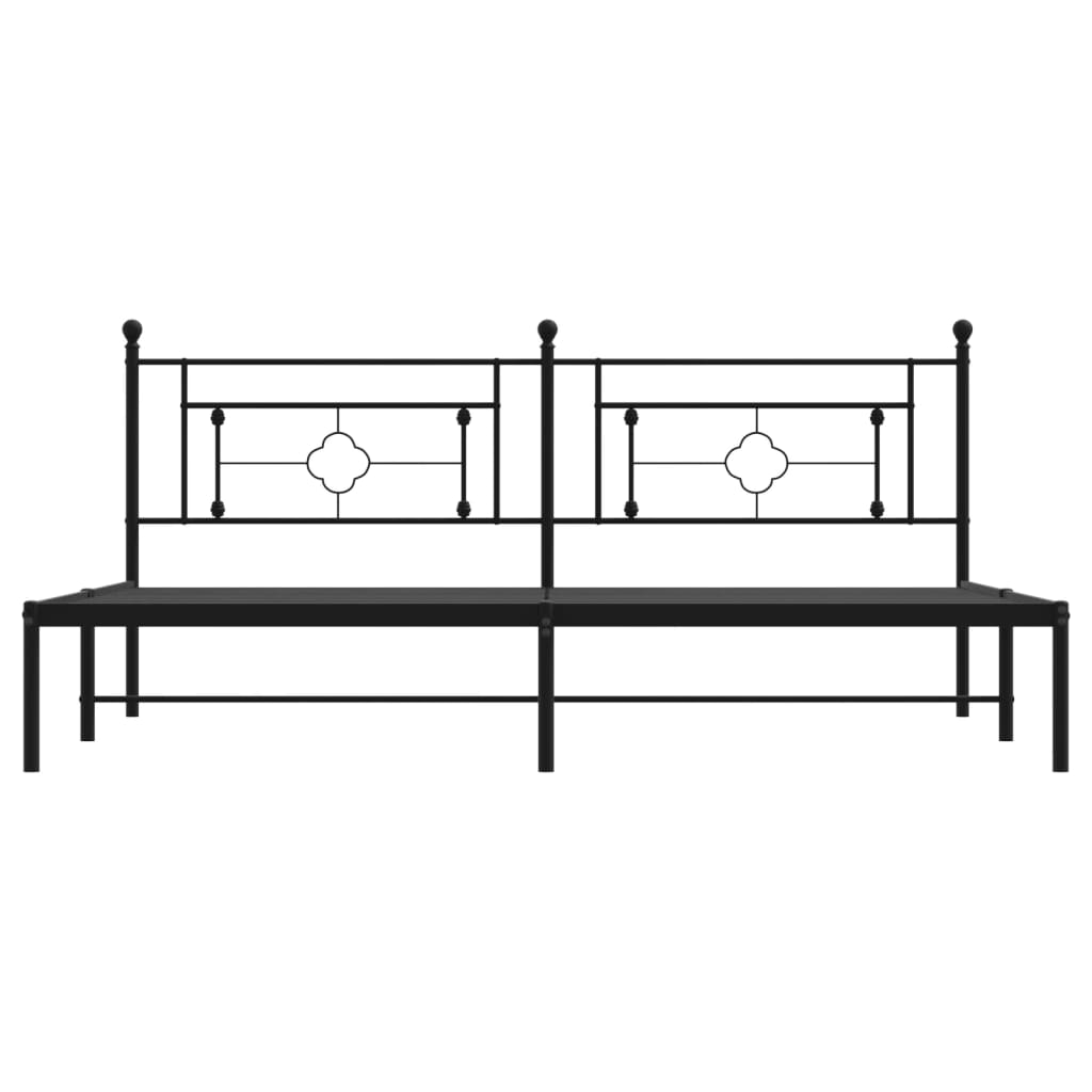 vidaXL Bedframe met hoofdbord metaal zwart 193x203 cm