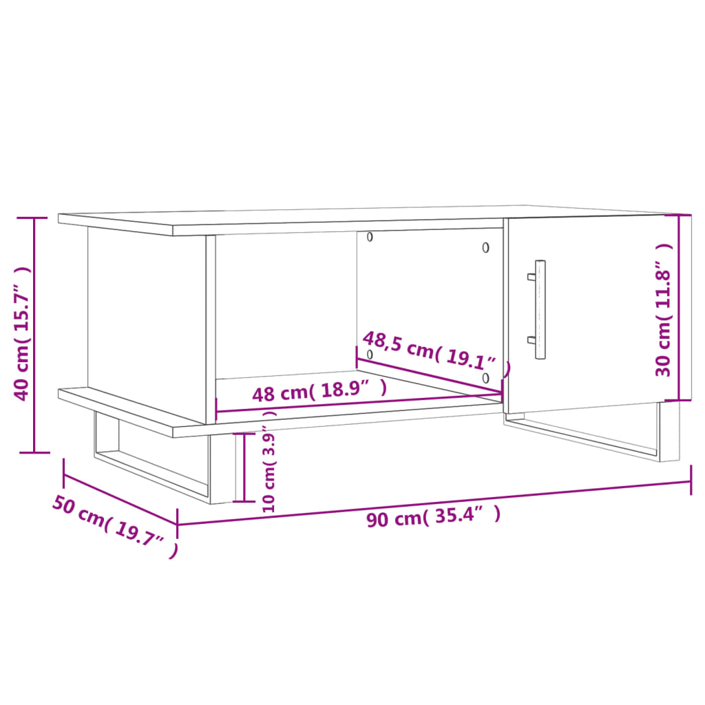 vidaXL Salontafel 90x50x40 cm bewerkt hout zwart