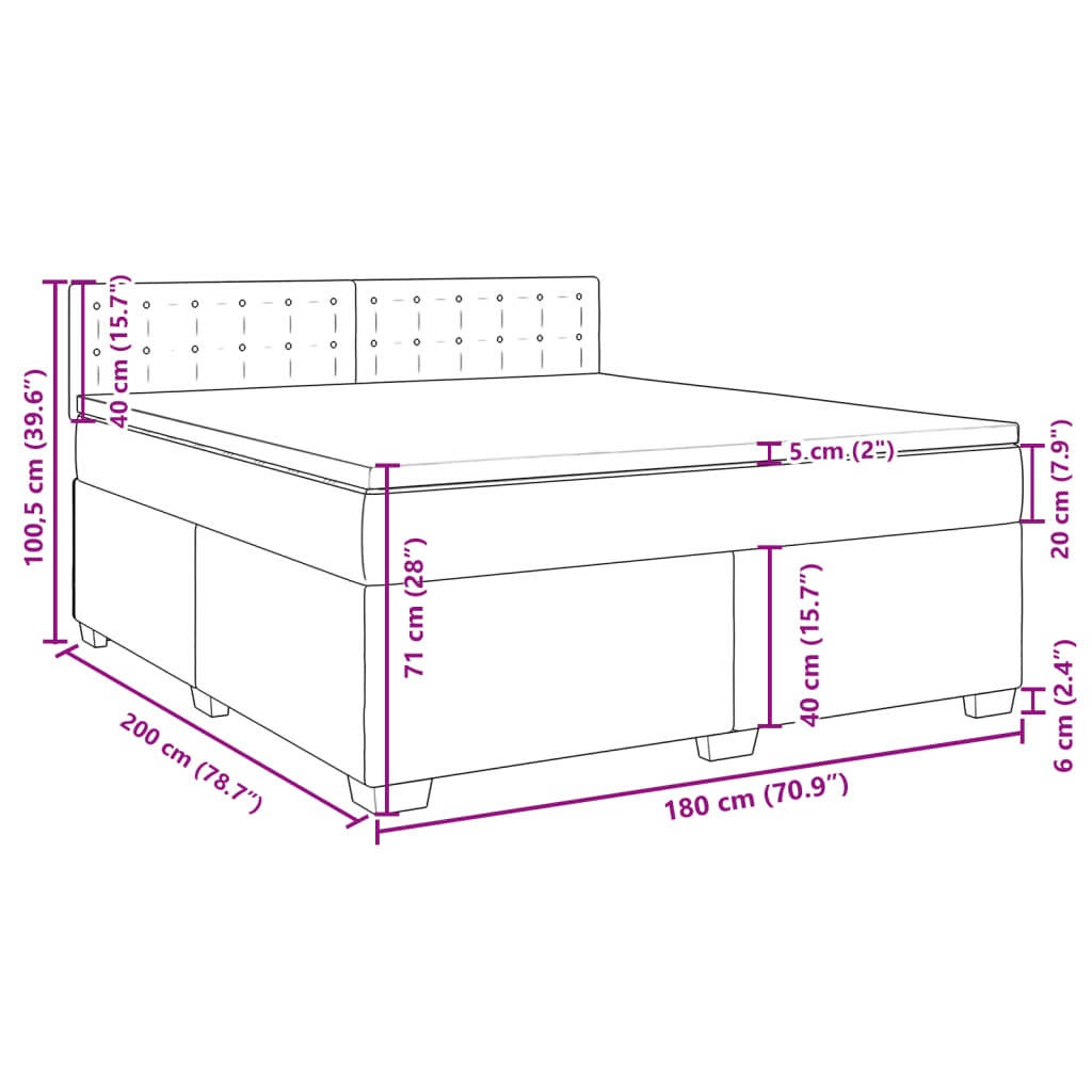 vidaXL Boxspring met matras kunstleer zwart 180x200 cm