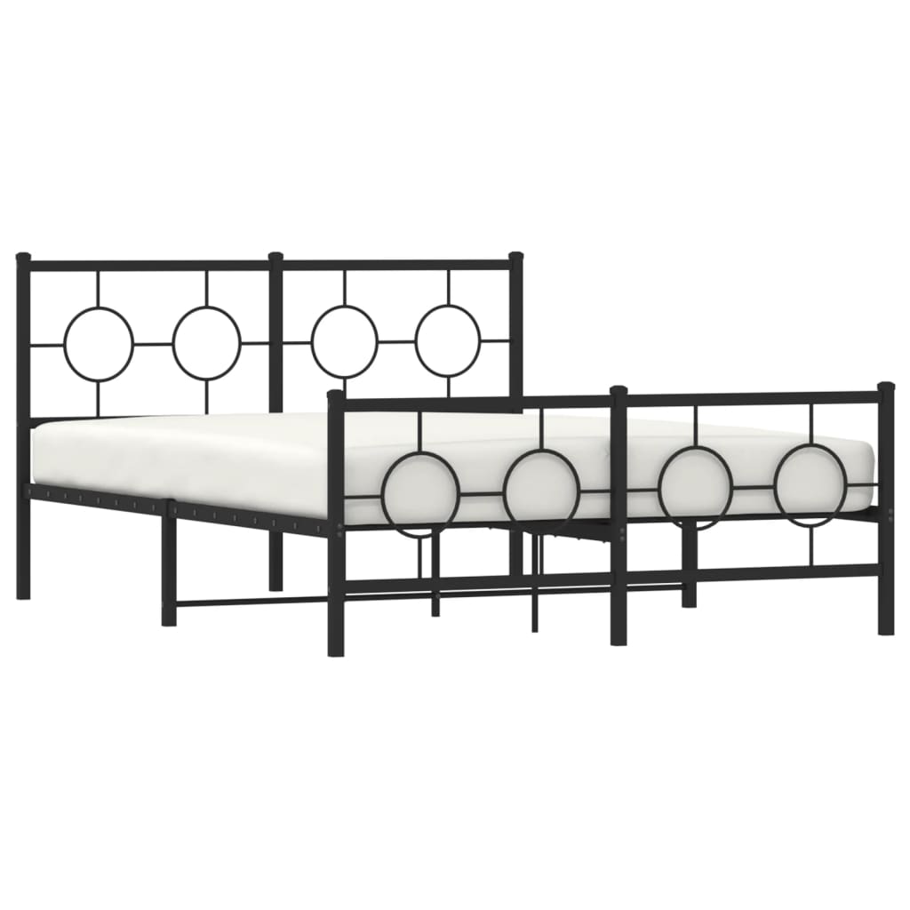 vidaXL Bedframe met hoofd- en voeteneinde metaal zwart 140x200 cm