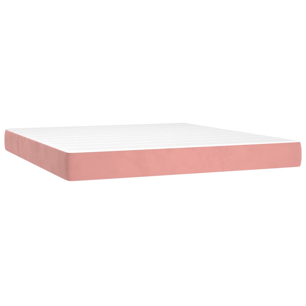 vidaXL Boxspring met matras en LED fluweel roze 160x200 cm