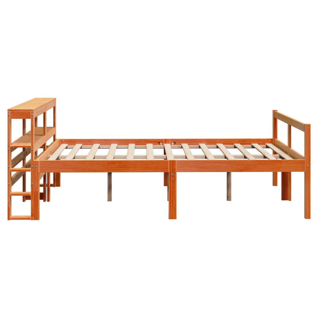 vidaXL Bedframe met hoofdbord massief grenenhout wasbruin 160x200 cm