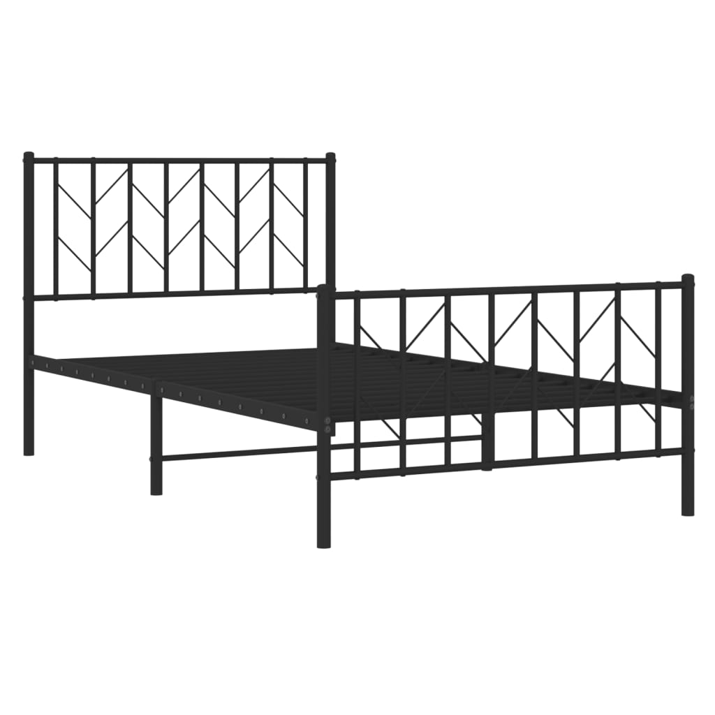 vidaXL Bedframe met hoofd- en voeteneinde metaal zwart 100x200 cm