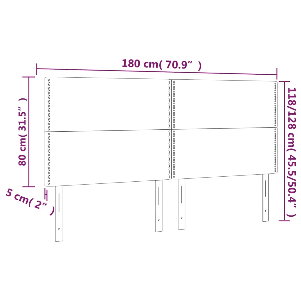 vidaXL Hoofdbord LED 180x5x118/128 cm stof zwart