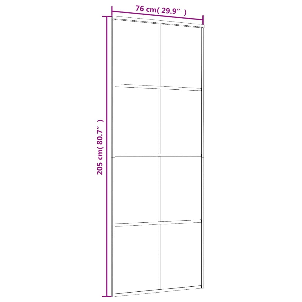 vidaXL Schuifdeur 76x205 cm ESG-glas en aluminium wit