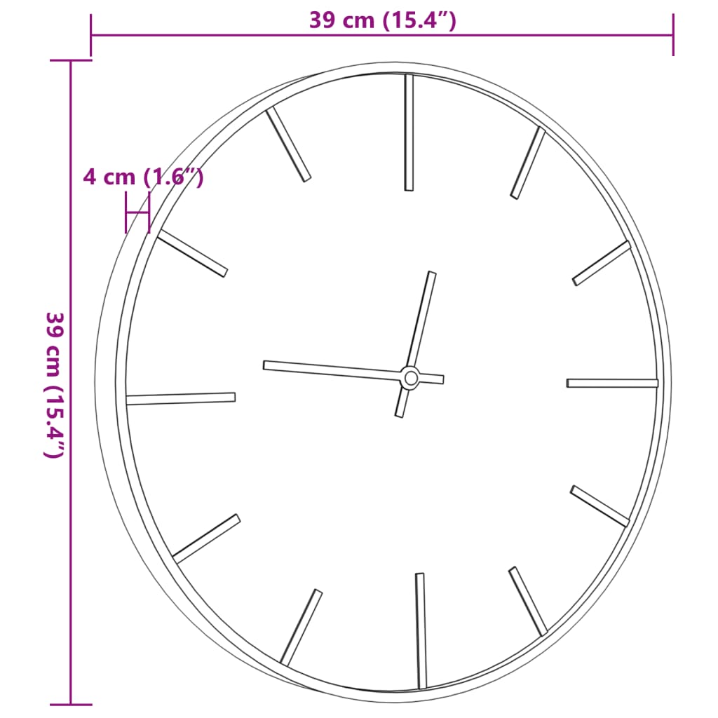 vidaXL Wandklok Ø39 cm ijzer en bewerkt hout bruin