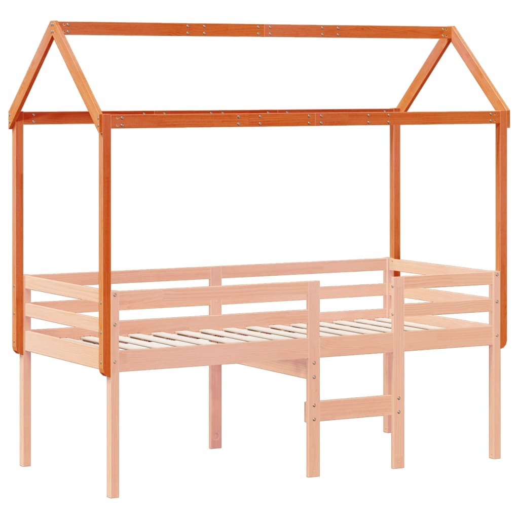 vidaXL Kinderbedhuisje 207x80,5x151,5 cm massief grenenhout wasbruin