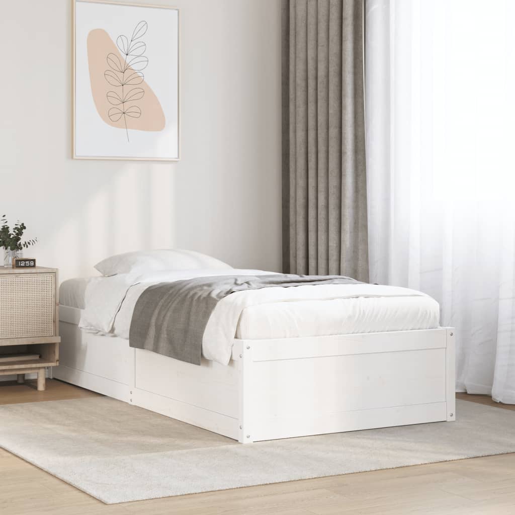 vidaXL Bedframe zonder matras massief grenenhout wit 90x200 cm