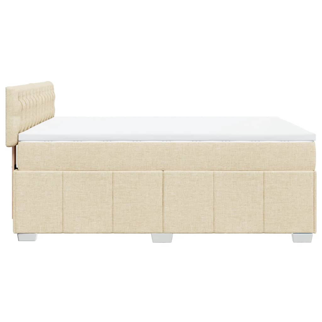 vidaXL Boxspring met matras stof crèmekleurig 140x190 cm