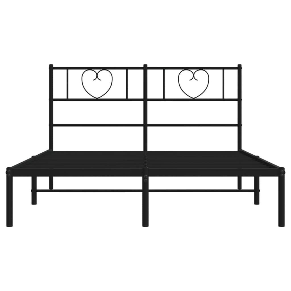 vidaXL Bedframe met hoofdbord metaal zwart 140x200 cm