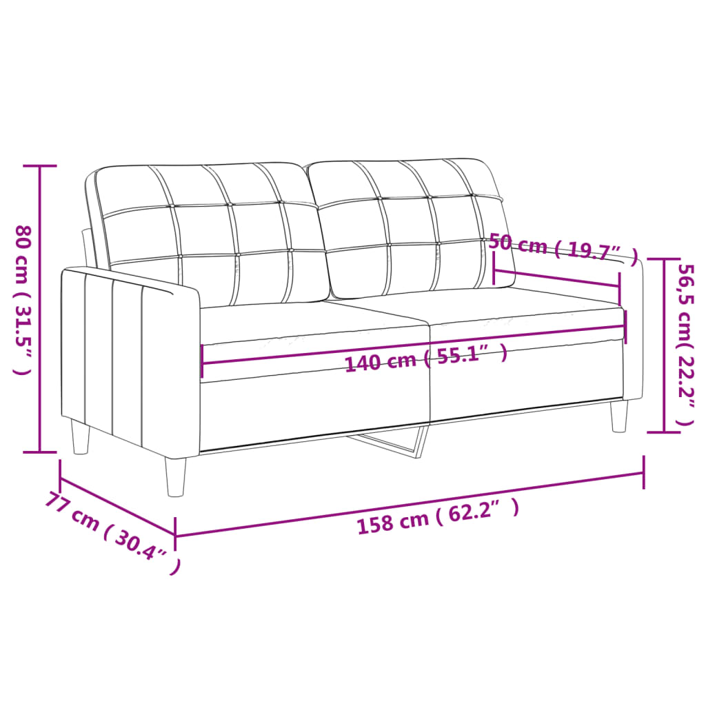 vidaXL B-stock Tweezitsbank 140 cm stof lichtgrijs