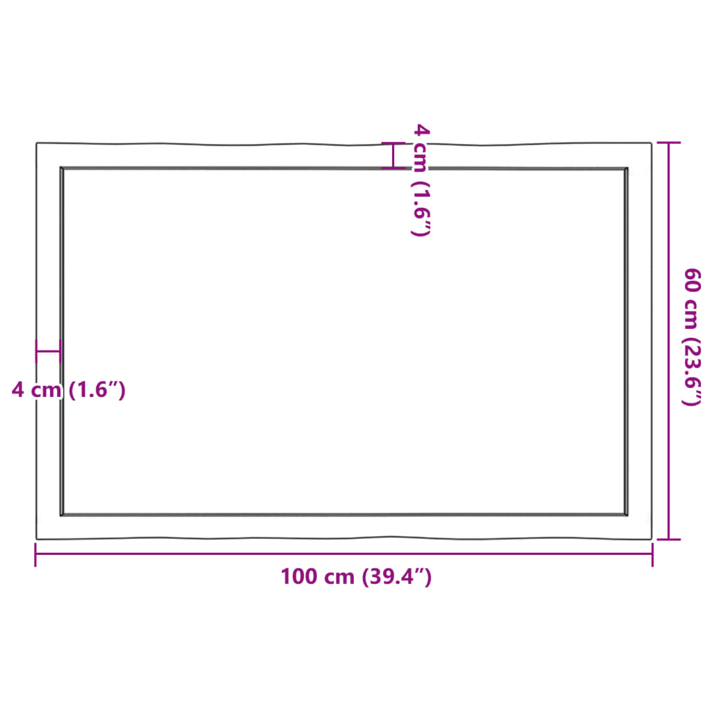 vidaXL Tafelblad natuurlijke rand 100x60x(2-6) cm massief eikenhout